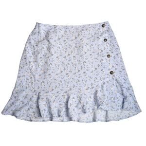 Hollister Blue Ditsy Floral 90s Y2K Style High Rise Ruffle Hem Wrap Skirt Small
